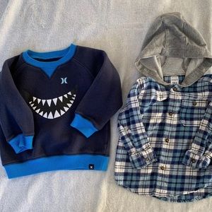 Hurley sweatshirt & Carter’s flannel, 18 month